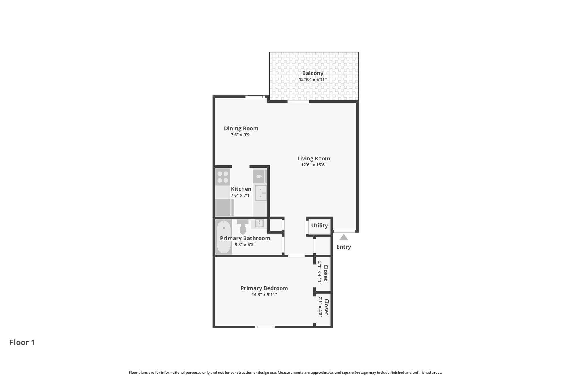 Floor Plan — 1 bed / 1 bath apartment at Morse Creek