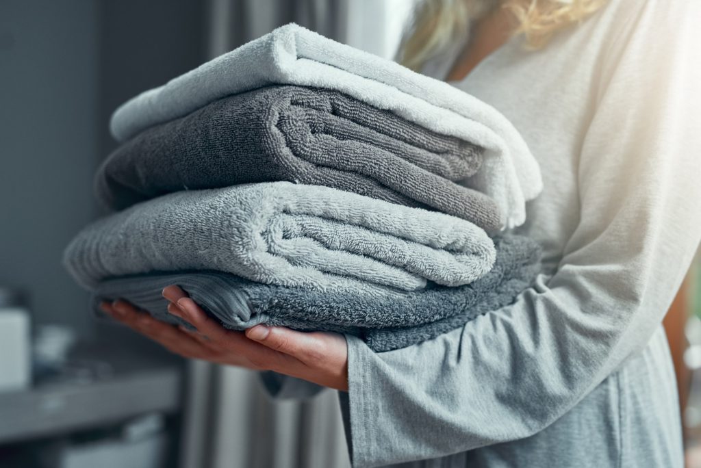 A shared laundry room a short walk from your door